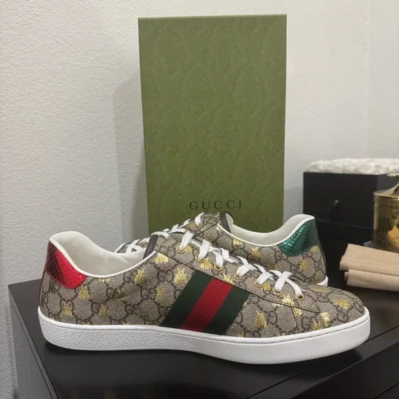 Gucci Ace GG Supreme Bees Sneaker Brown Multi 12.5 - Picture 4 of 8